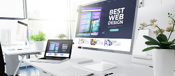office responsive devices design website 3d rendering